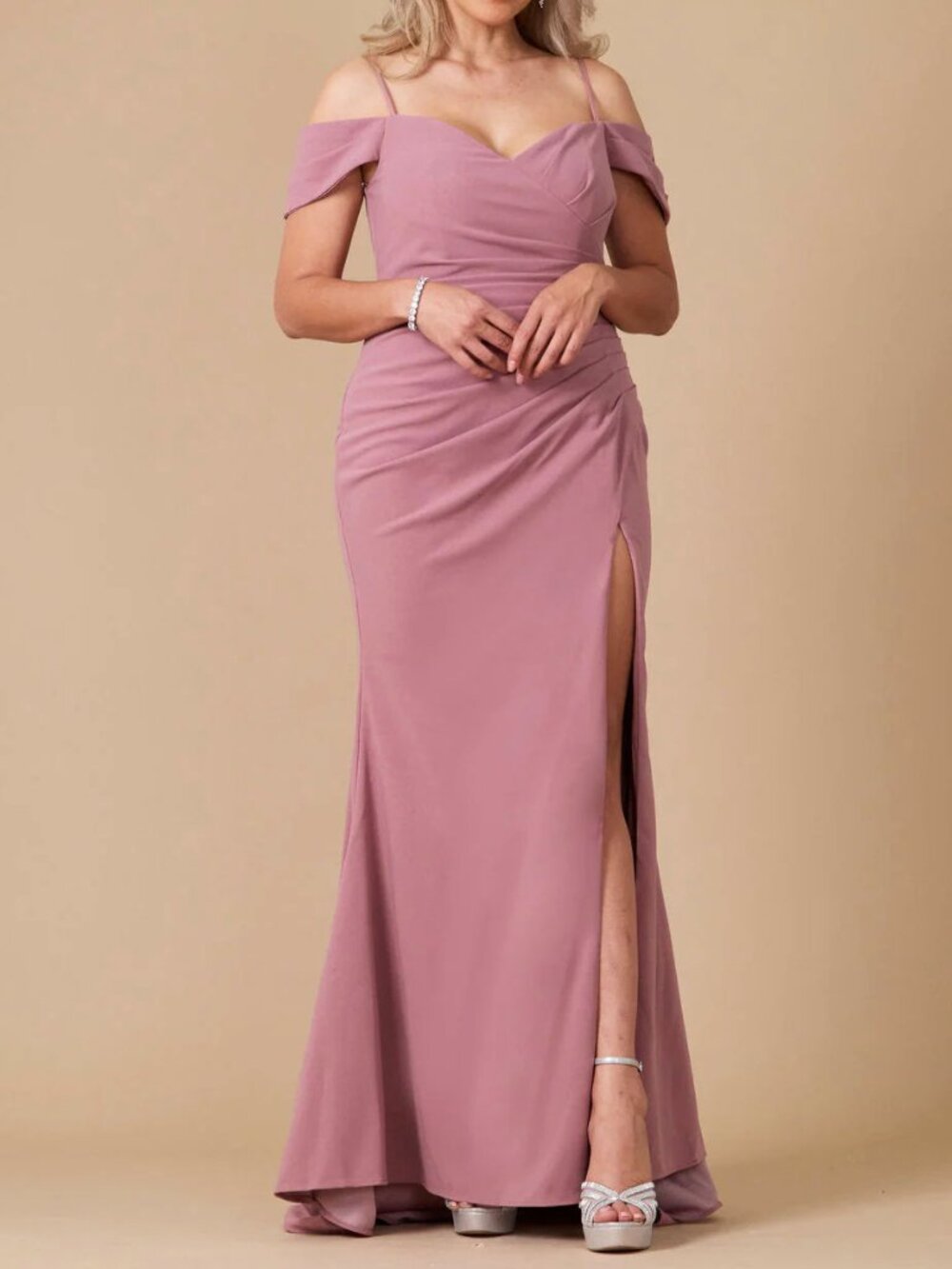 Mauve Pink Cold Shoulder Sweetheart Formal Evening Dress 12